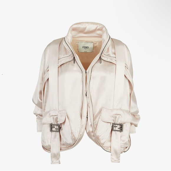 Fendi Jackets & Blazers - FENDI NWT AUTHENTIC SATIN BLOUSON OVERSIZED BOMBER FIT WOMEN JACKET SIZE 40